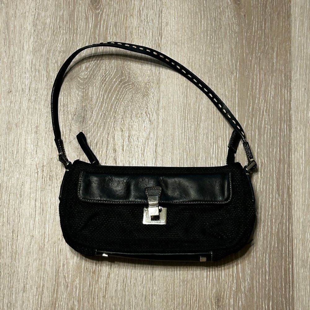 Antonio Melani Black Mini Shoulder Bag with Silver Accents